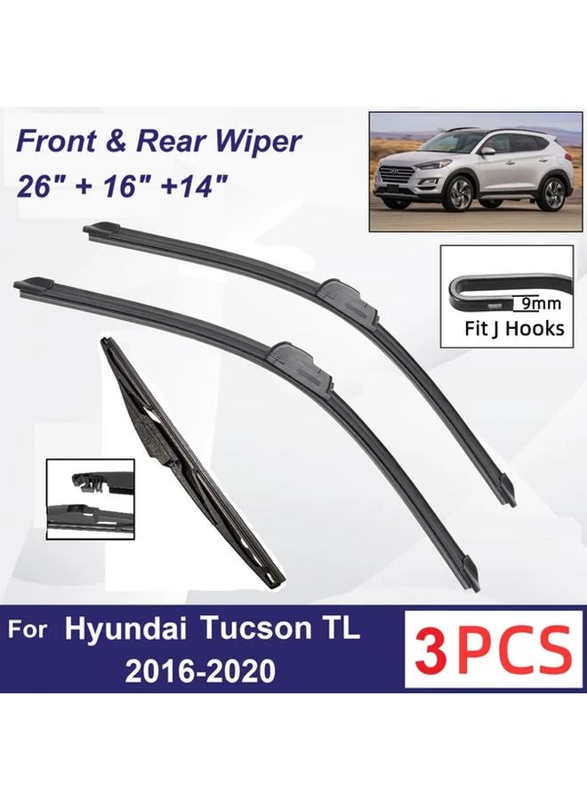 Hyundai Tucson TL 2016 2020 Front And Rear Windshield Wiper Blades Set 26 16 14 Inch - Image 1